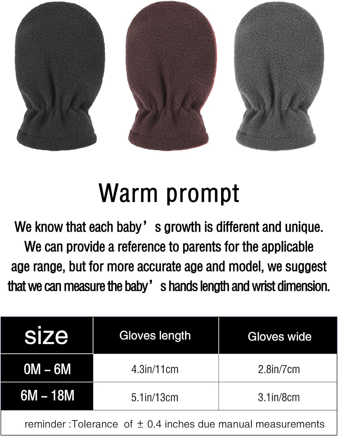 SATINIOR 3 Pairs Baby and Toddler Winter Mittens Kids Fleece Warm Mittens for Baby Boy Girl - Image 3